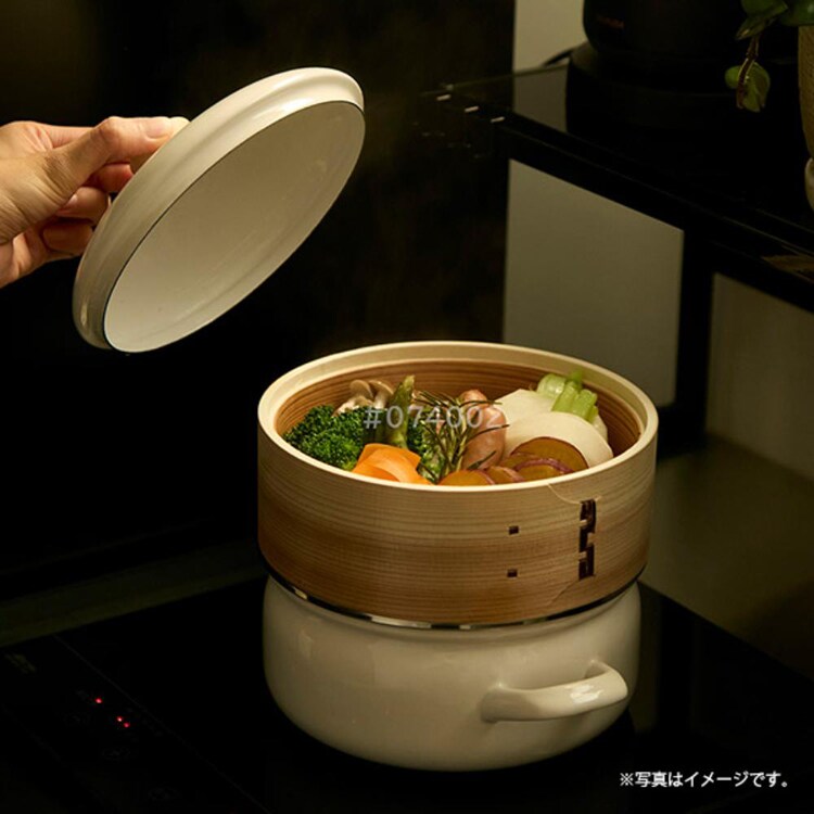 富士ホーロー ホーロー鍋 18cm せいろ付き SER-18W 【プラザセレクト】