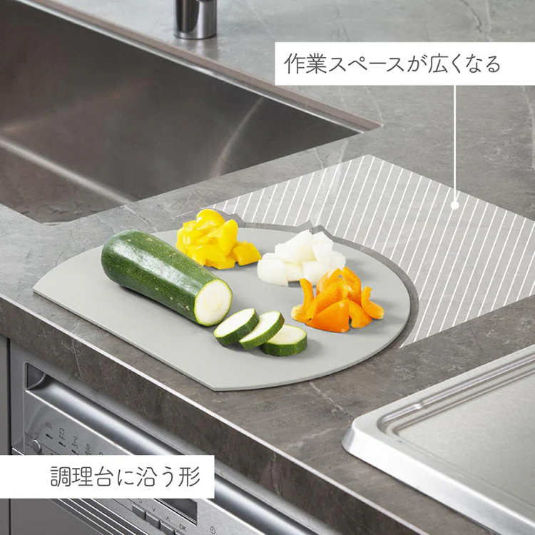 新輝合成 抗菌まな板 D型ワイド グレー 4464 【プラザセレクト】