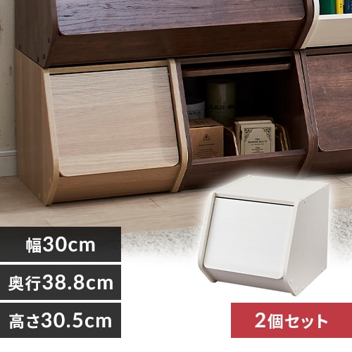2個セット】カラーボックス 扉付き スタックボックス STB-300D オフ