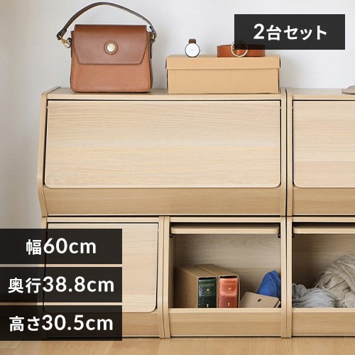 2個セット】カラーボックス 扉付き スタックボックス STB-600D