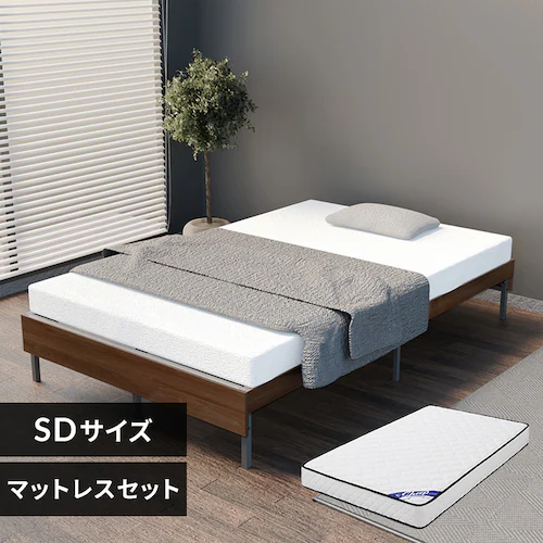 【マットレスセット】ウッドスチールベッド SBW01-SD ブラック/ウォールナット_0