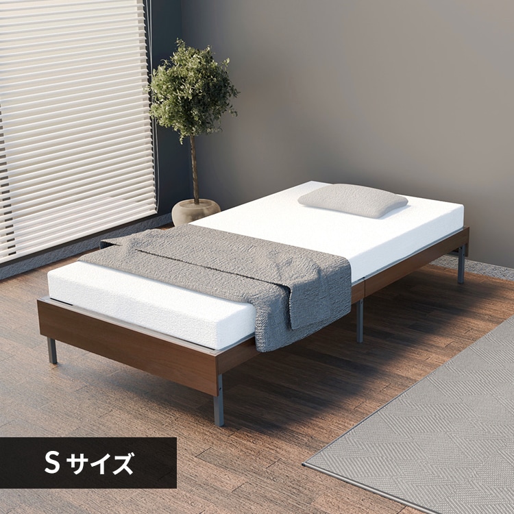 マットレスセット】ウッドスチールベッド 宮付き SBW02-S ブラック