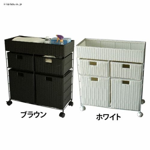  藤栄 ラタン風ランドリーチェストワイドロー 全2色【プラザセレクト】