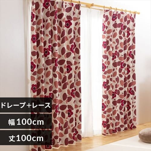 北欧風遮光カーテン 4P IPストロール 幅100cm×丈100cm 4枚組み ローズ_0