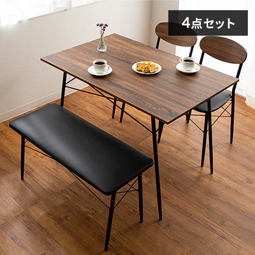 スチールダイニングテーブルセット 4人用 4点セット STDSET-4 全2色  