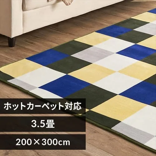 ラグ フランネルラグ 抗菌防臭 防ダニ加工 200cm×300cm スクエアグリーン FNR-RC-2030_0