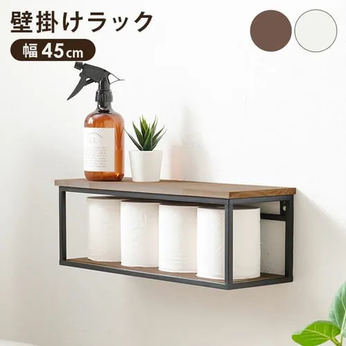 ウォールシェルフ 幅45cm 壁掛けラック KR-3860 ホワイトウォッシュ【時間指定不可】【プラザセレクト】 【直送】【代引き不可】_0
