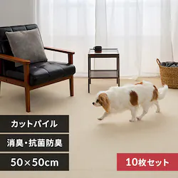 【10枚】消臭タイルカーペット 50×50 TKP-SS50 ミックスアイボリー