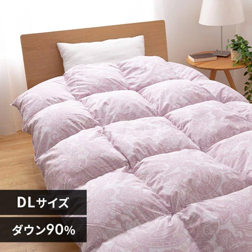 羽毛布団 ダブルロング WDD90% 350dp 1.4kg ペイズリーピンク 7268860