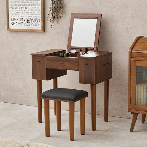 ドレッサー 幅67cm MD-6588DBR ダークブラウン【時間指定不可】【代引不可】【同梱不可】【プラザセレクト】_0