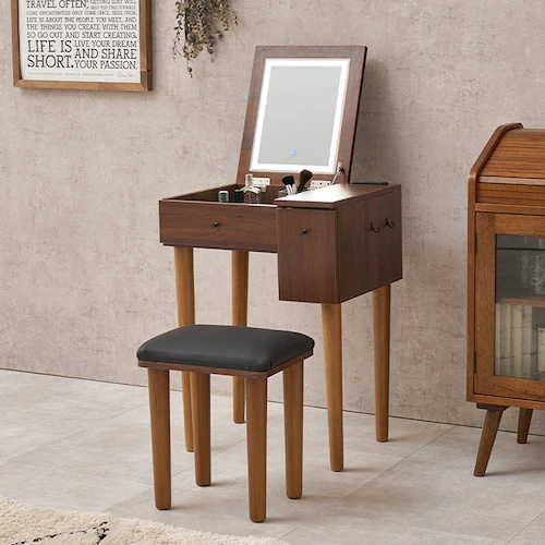 ドレッサー 幅51cm LEDライト付き MD-6787DBR ダークブラウン【時間指定不可】【代引不可】【同梱不可】【プラザセレクト】_0