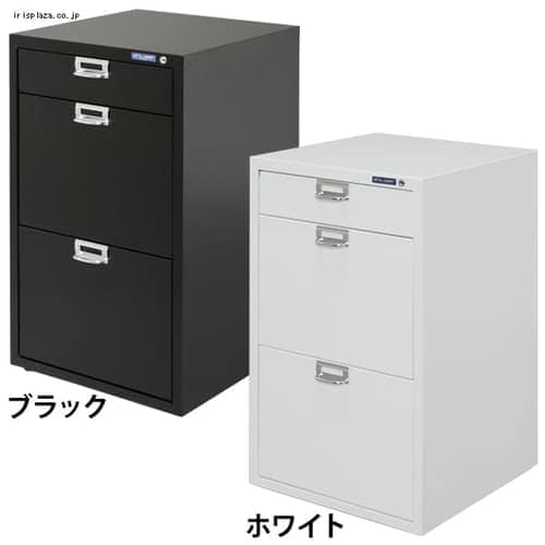 【クリックで詳細表示】メタルキャビネット MCB-A43K 【引出し：浅型1段＋深型2段】 ブラック・ホワイト    デスクと天板が揃う高さ70cmの収納量大なキャビネット。引き出しは、すべての施錠が一度にできるオールロック式を採用。 ブラックとホワイトの選べる2色で、オフィスにぴったりです！※ブラックは完売いたしました。