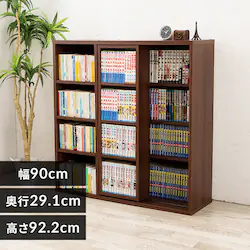 本棚 大容量 コミックラック スライドシングル CSS-9090 ウォルナット