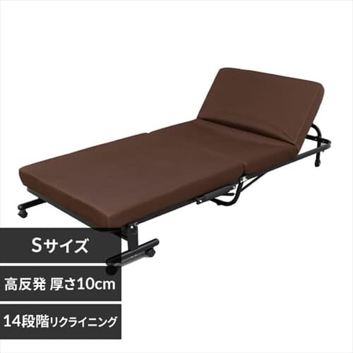 【訳あり】ベッド セミシングル 折りたたみ 14段階リクライニング 厚さ10cm OTB-KR ブラウン_0
