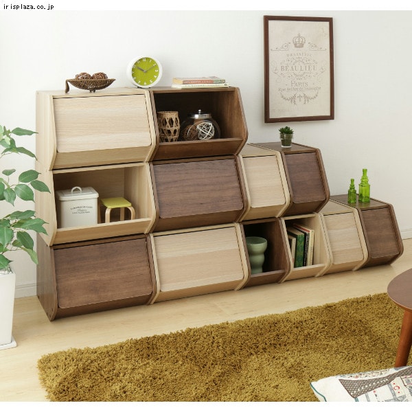 3個セット】【扉付き】スタックボックス STB-400D ナチュラル 1897414