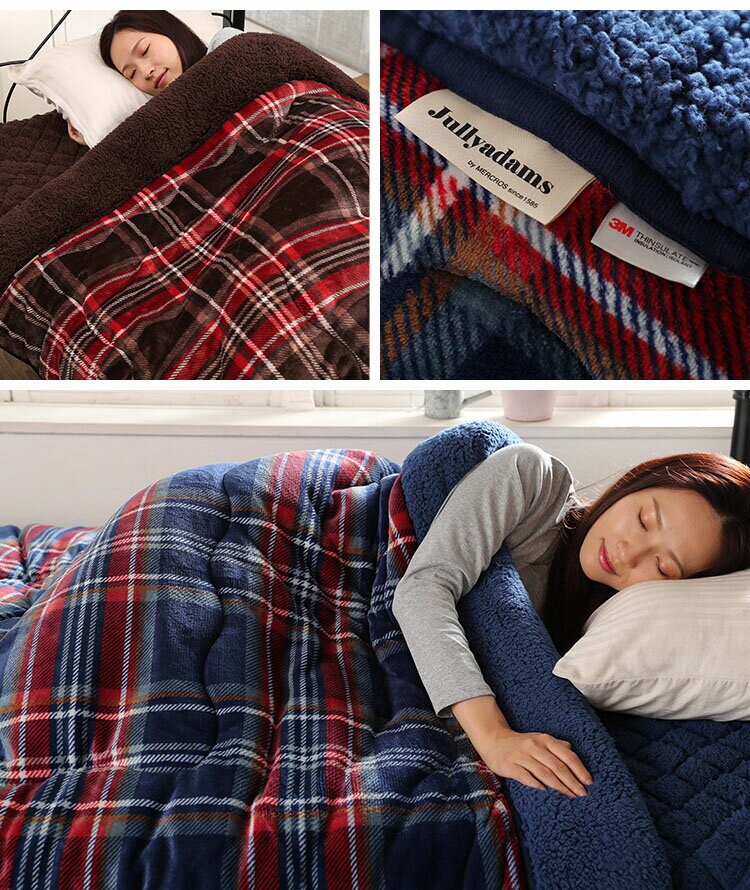 トリプルウォームシングルマイクロファイバーフランネルシープ調ボアHeatWarm吸湿発熱機能アルミシート入りシンサレート寝具静電気抑制秋冬冬用J.ATripleWarm毛布掛けふとんSメルクロス 