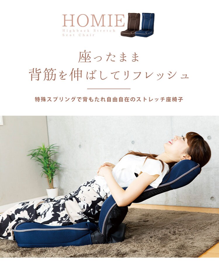 背筋が伸ばせるストレッチ座椅子／ホーミー【homie】 ハイタイプ CG-391-IP 全2色