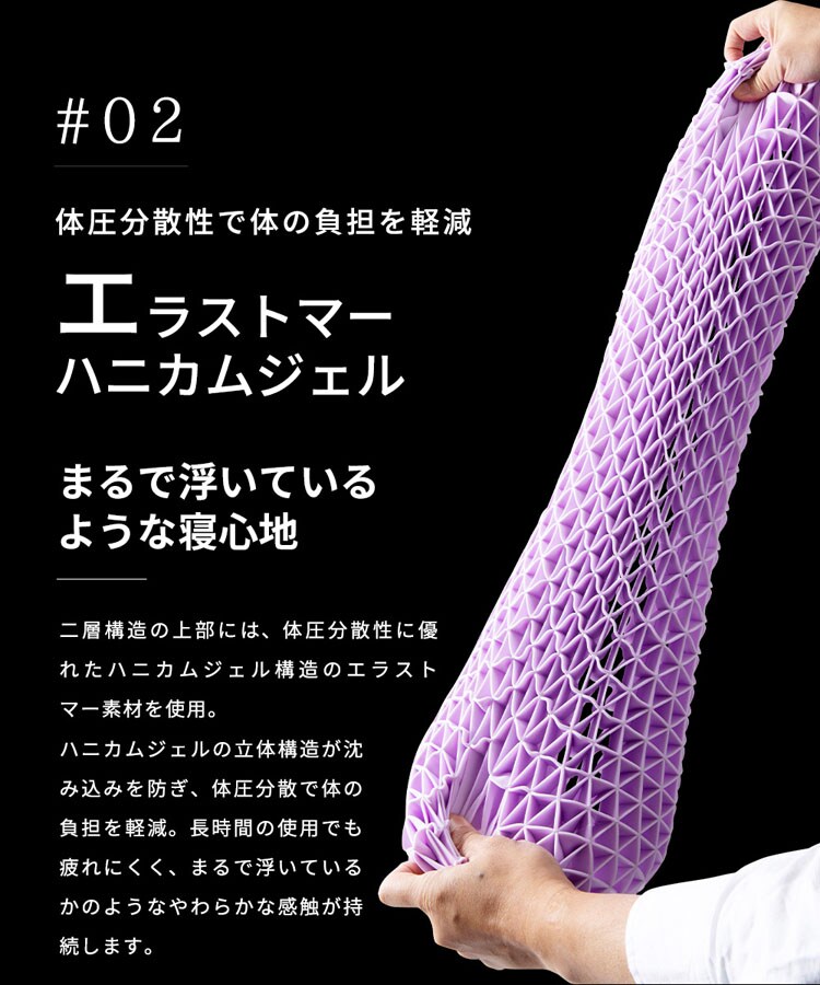 枕まくらマクラピローハニカムジェル構造ハニカムジェル二層ハイブリッド枕体圧分散通気性リバーシブル寝具ハニカムジェル二層ハイブリッド枕／フロートホワイト／グレークリアグローブ