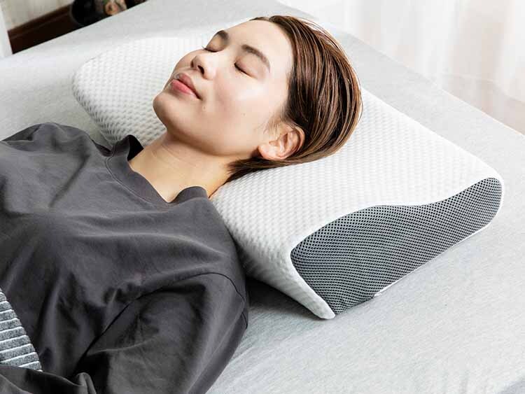 ネックサポート/高さ調整モールド竹炭低反発枕 WH/GY NTMD-3050