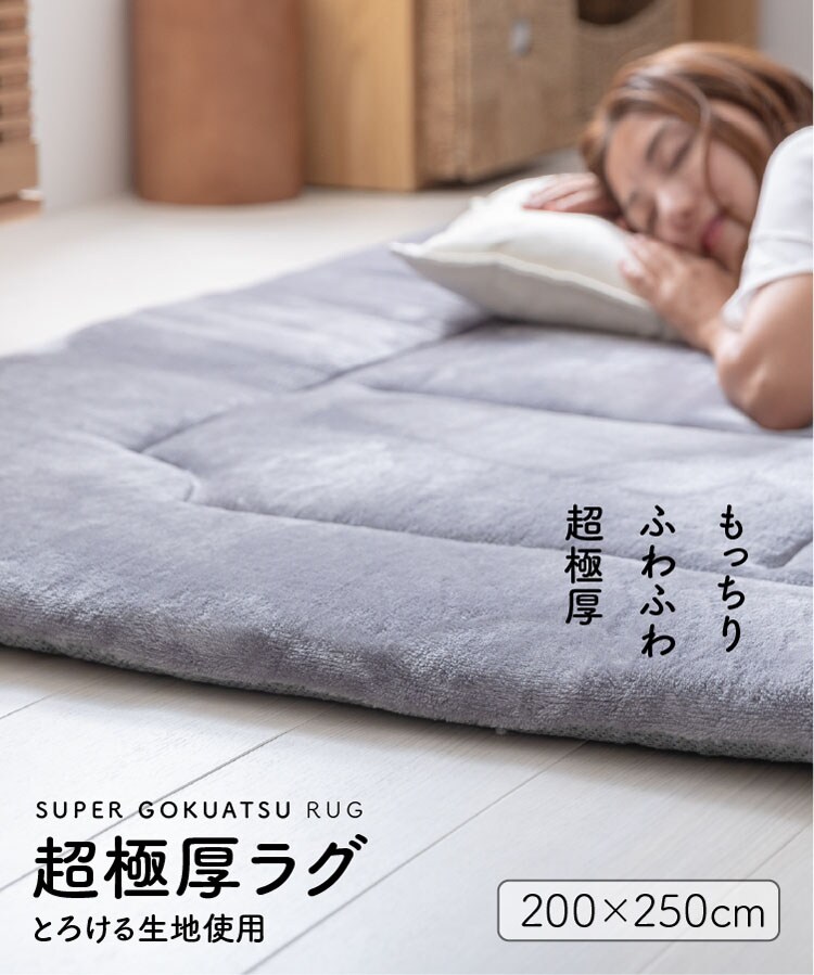 超極厚ラグ 200×250cm 全4色【プラザセレクト】