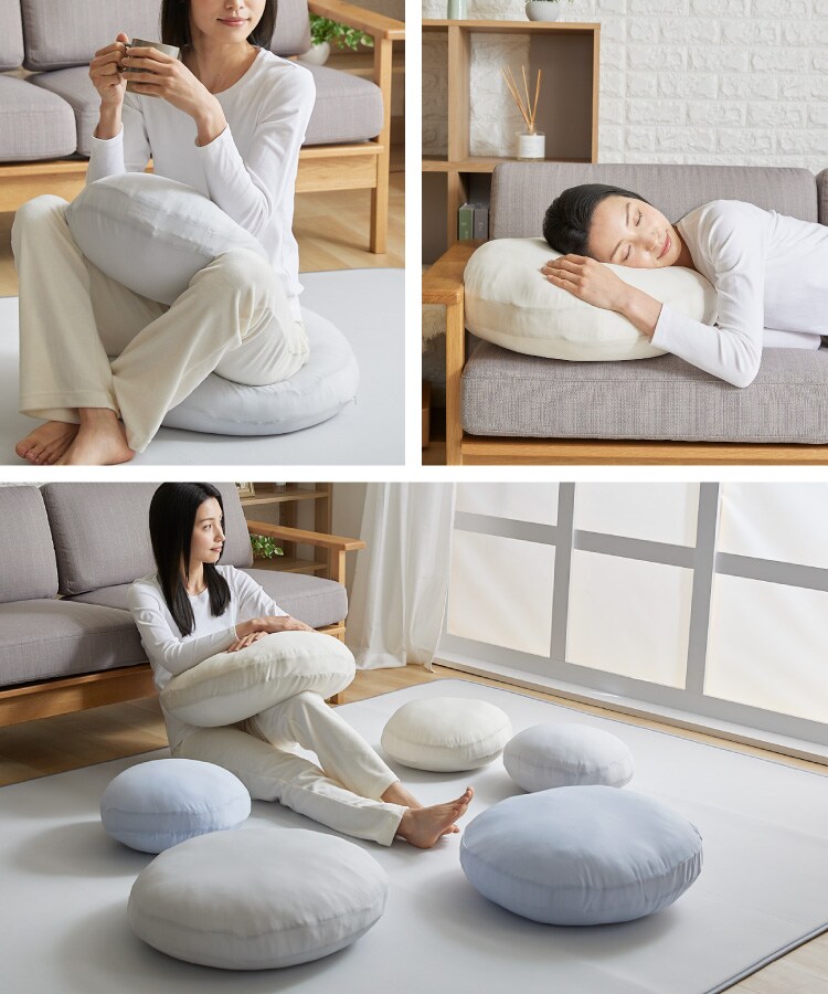 接触冷感モッチリ円形クッション &Phi;38cm 全3色
