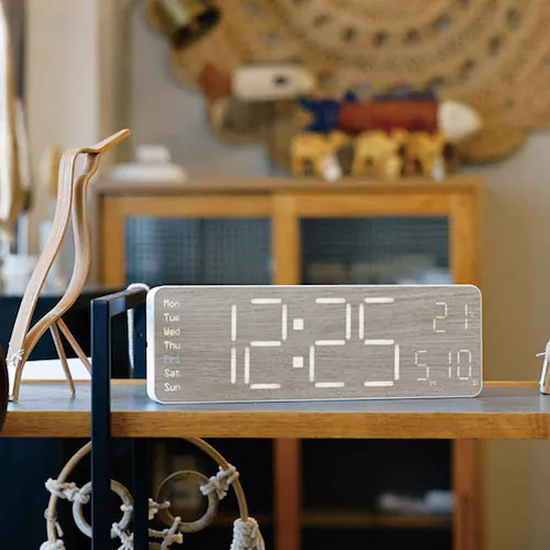 SLOWER LED CLOCK Rico WHITE/WOOD SLW401_1