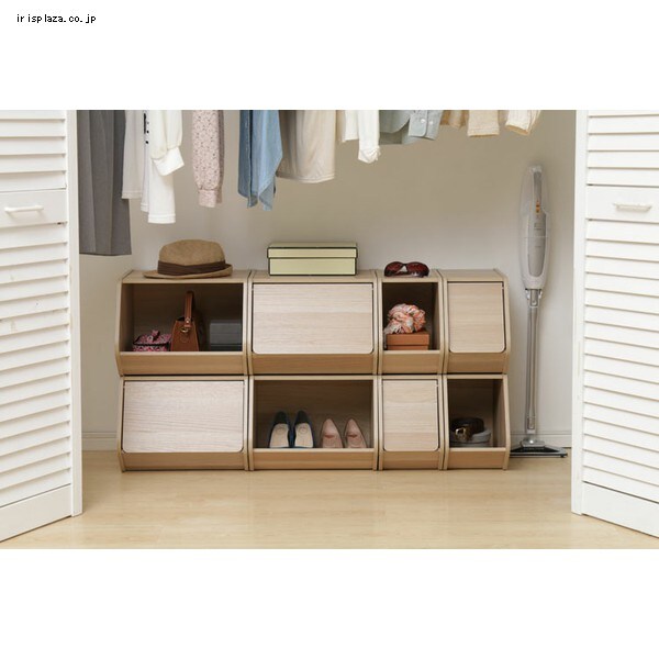 カラーボックス 扉付き スタックボックス STB-200D ナチュラル K226658