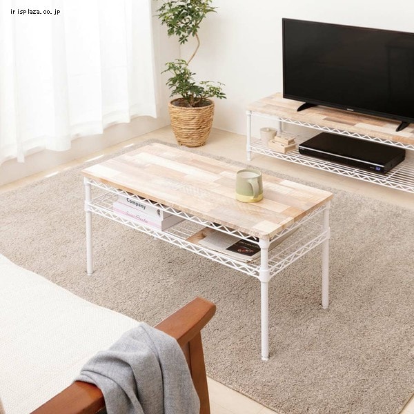 カラーメタルラック 幅76cm ローテーブル CMM-T76362 ホワイト K537159