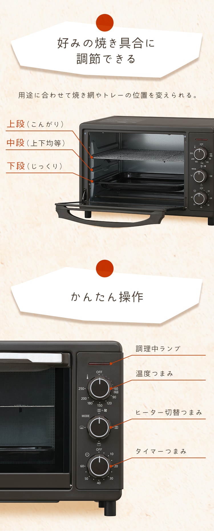 コンベクションオーブン 4枚焼き 15L FVC-D15C-H ダークグレー6