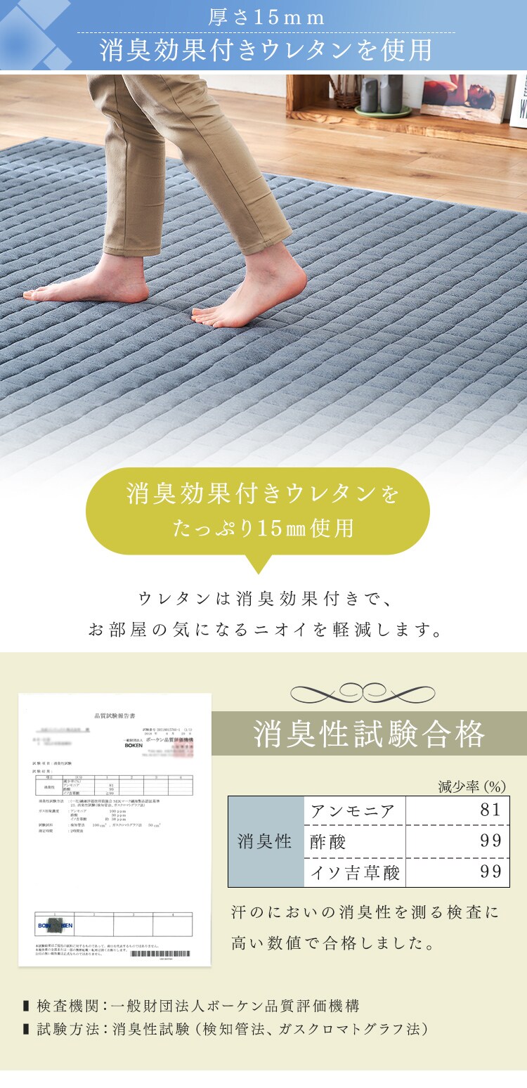 ラグ 杢天竺キルトラグ 185cm&times;240cm 3畳 ブルー ORG-M18244