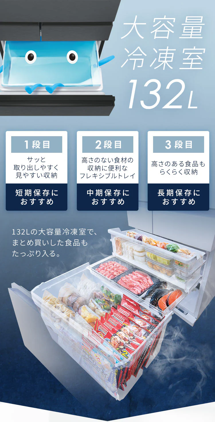 【設置無料】 冷蔵庫 453L カメラ付き 自動霜取り 大容量冷凍室132L ストックアイ フレンチドア 幅68.5cm IRGN-C45A-W ホワイト1