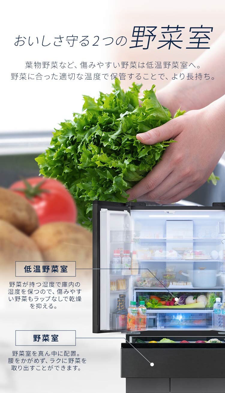 【設置無料】 冷蔵庫 503L 自動霜取り 大容量冷凍室132L フレンチドア 幅68.5cm IRGN-50A-W ホワイト6