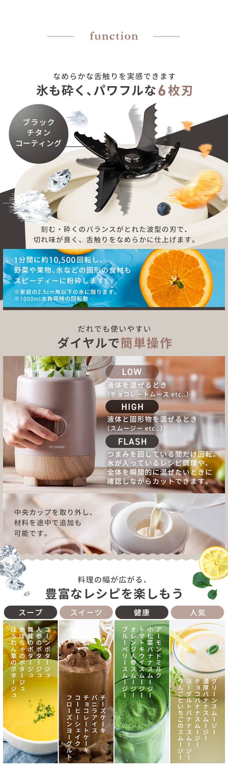ミキサー 1000ml 氷対応 IJM-S101-C アイボリー H100903 │アイリス