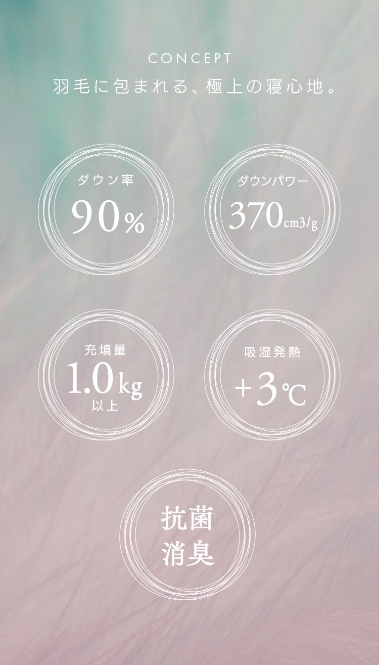 羽毛布団 セミダブル WDD90% 370dp 1.1kg 立体キルト 吸湿発熱 抗菌消臭 アイボリー1