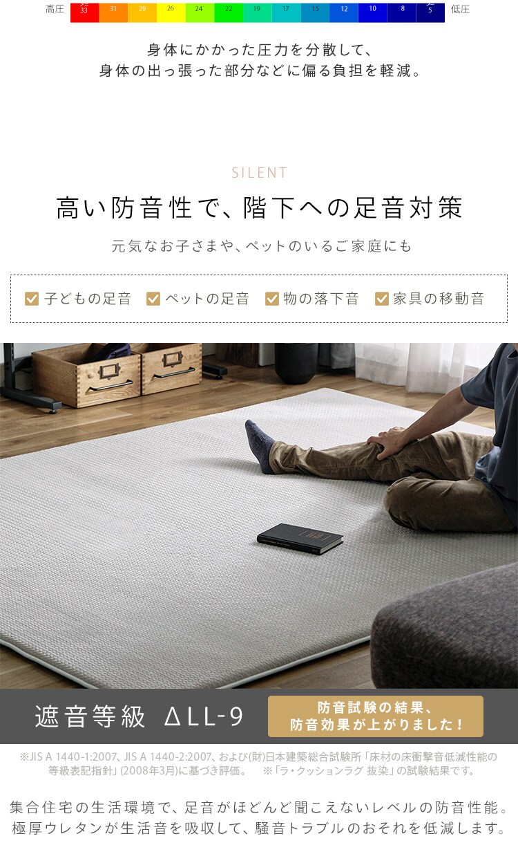 ラグ ラ・クッションラグ ヘリンボーン柄 185cm&times;240cm 3畳 厚さ3cm ベージュ ACRHV-18244