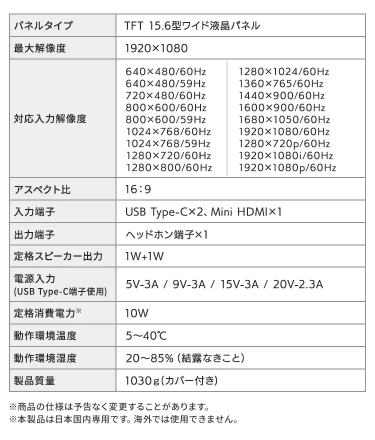 ポータブルモニター 15.6インチ 自立スタンド LUCA DP-BF162S-B9