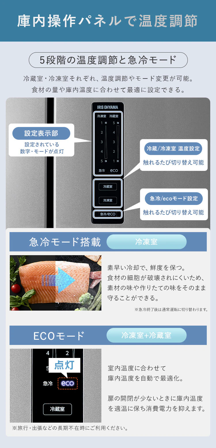 【設置無料】 冷蔵庫 320L 自動霜取り 大容量2段冷凍室129L 大凍量 製氷皿付き フレンチドア 幅63.5cm IRSN-32B-B ブラック7