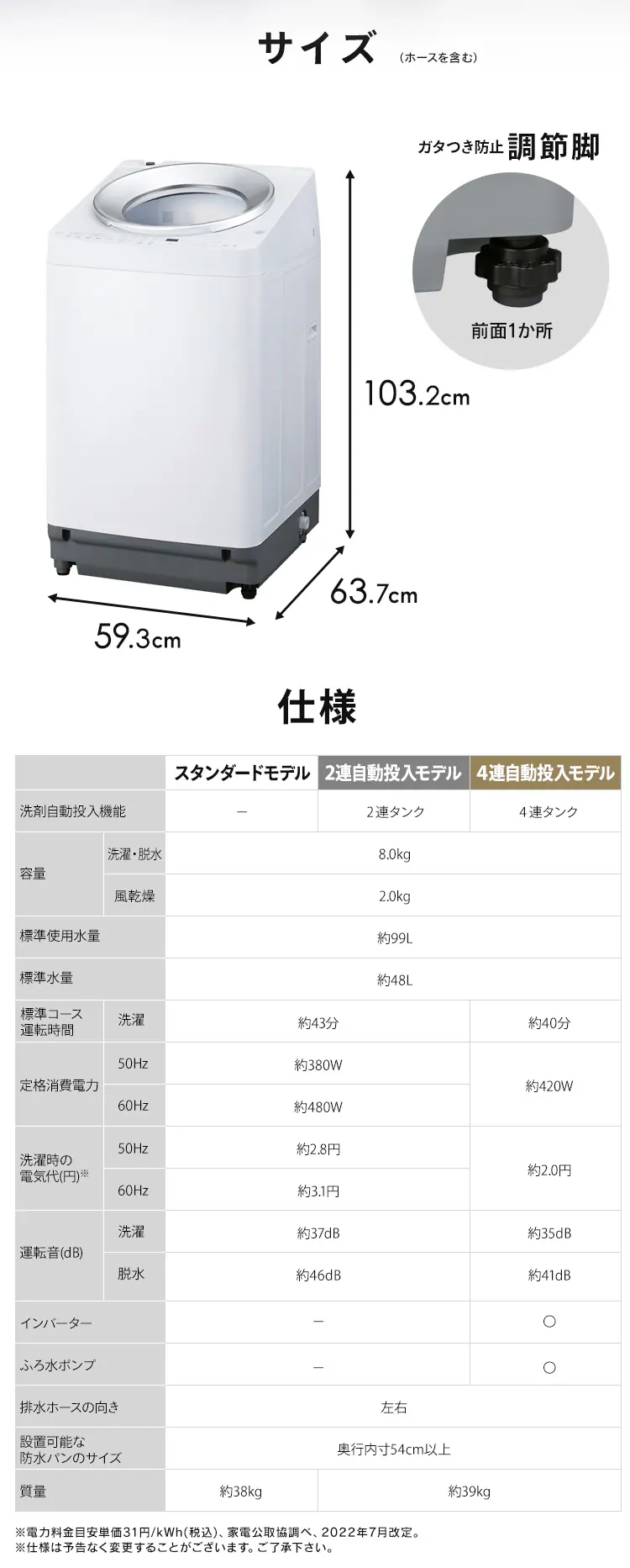 洗濯機 8kg 設置費込み OSH 4連タンク 洗剤自動投入 ガチ落ち極渦洗浄 省エネ 節水 ラクとれLOW設計 インバーター搭載 二人暮らし ファミリー向け TCW-80A02-W13