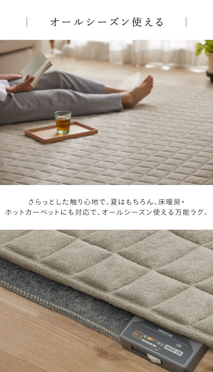 ラグ タオルタッチラグ 185cm&times;185cm 2畳 ベージュ ORG-T18188