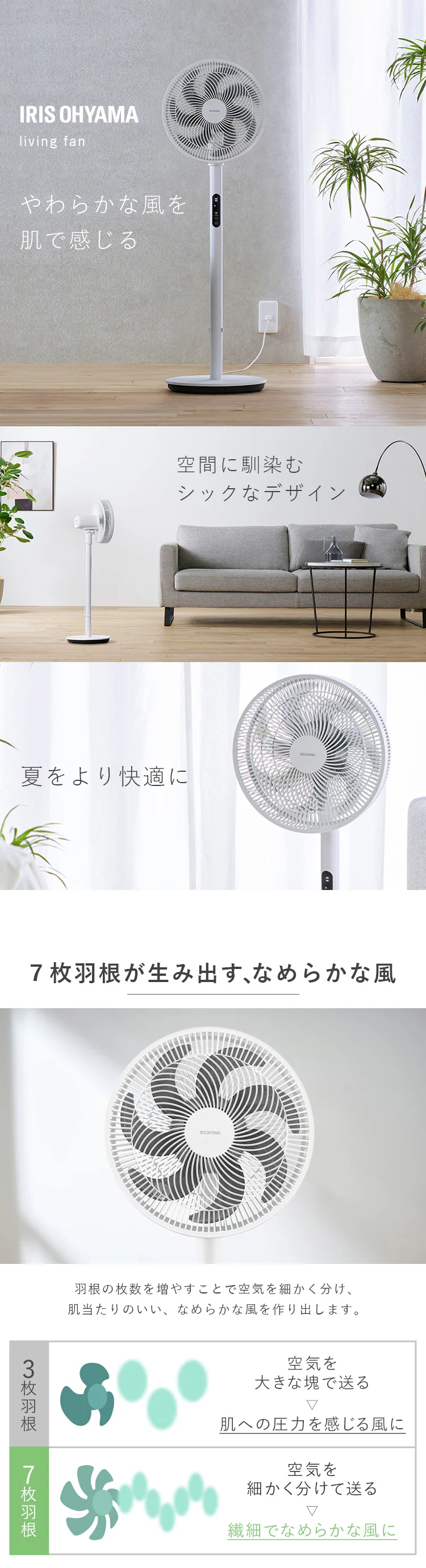 扇風機 静音 DCモーター 左右首振り リモコン付 LFD-301D ホワイト0