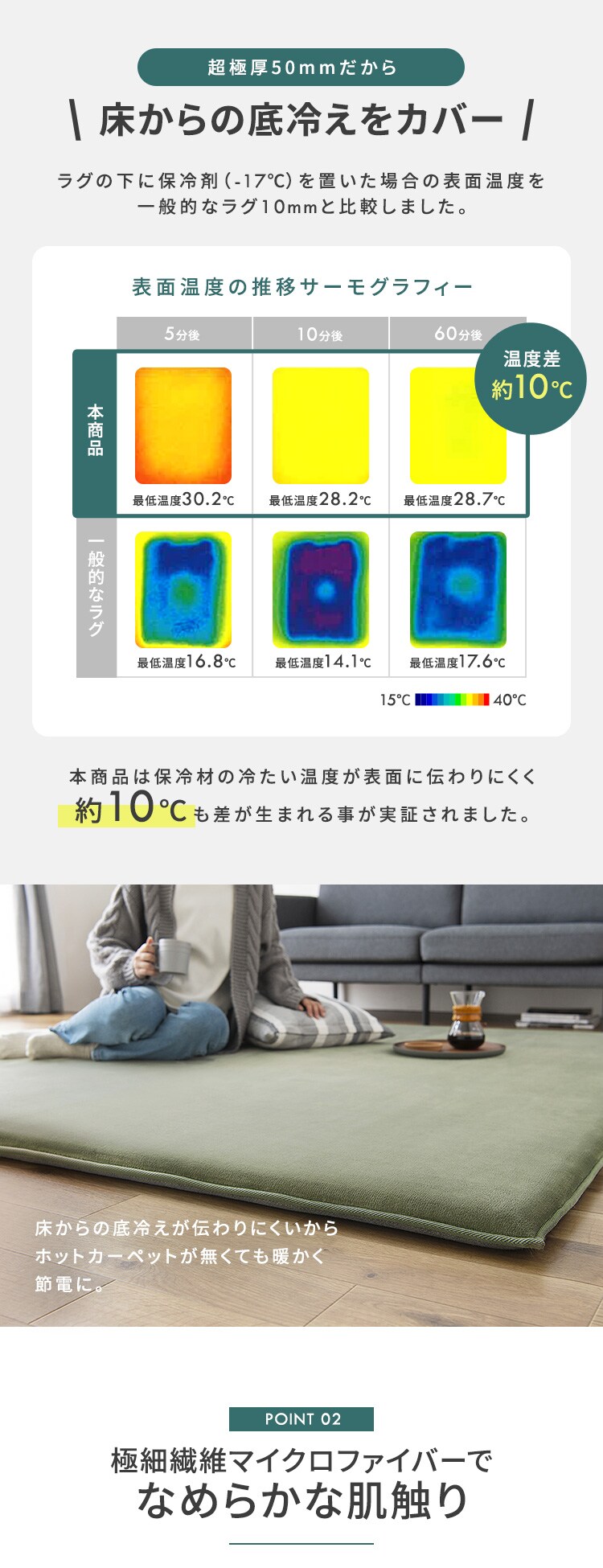 ラグ ラ・クッションラグ マイクロムートンタイプ 185cm&times;240cm 3畳 超極厚5cm ベージュ ACRMGR-18244