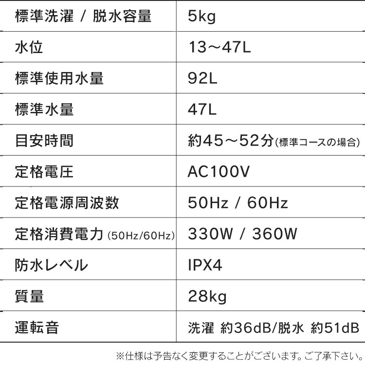 洗濯機 5kg コンパクト 部屋干し時間短縮モード 一人暮らし IAW-T504-W ホワイト【代引き不可】7