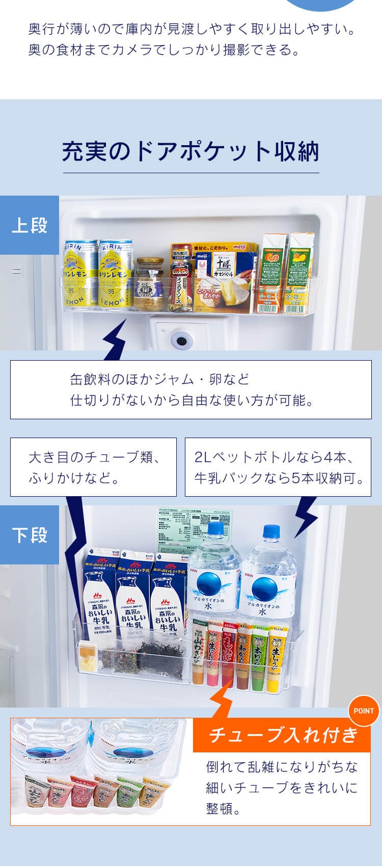 【設置無料】 冷蔵庫 301L カメラ付き 自動霜取り 自動製氷 ストックアイ 2ドア 幅59.5cm IRSN-IC30B-W ホワイト6