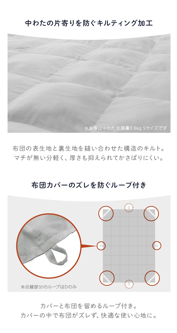 人工羽毛布団 1.2kg シングル 吸湿発熱 手洗い可 グレー 5