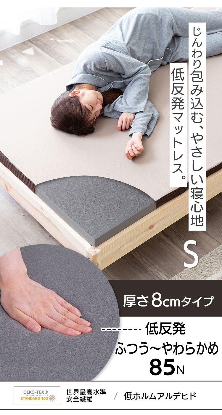マットレス ダブル 低反発 厚さ8cm ウレタン リバーシブルカバー MATK8-D0