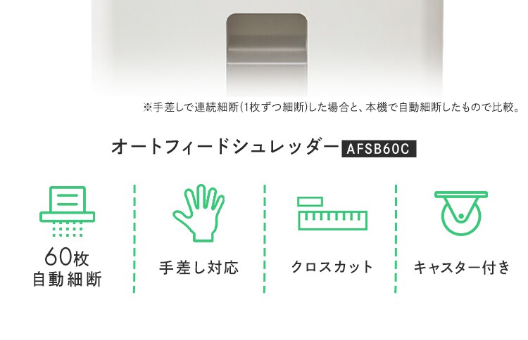 オフィスシュレッダー 業務用 18.5L クロスカット 60枚自動細断 AFSB60C ホワイト2