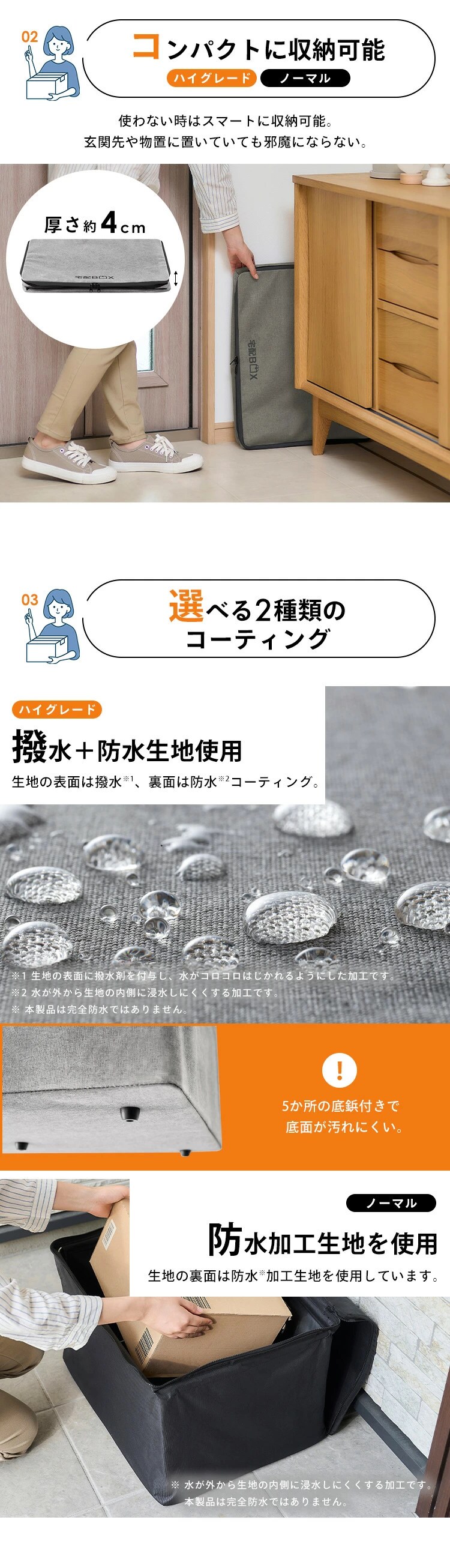 宅配ボックス 60L ソフト 折りたたみ式 撥水 防水 TBKS-HG グレー1