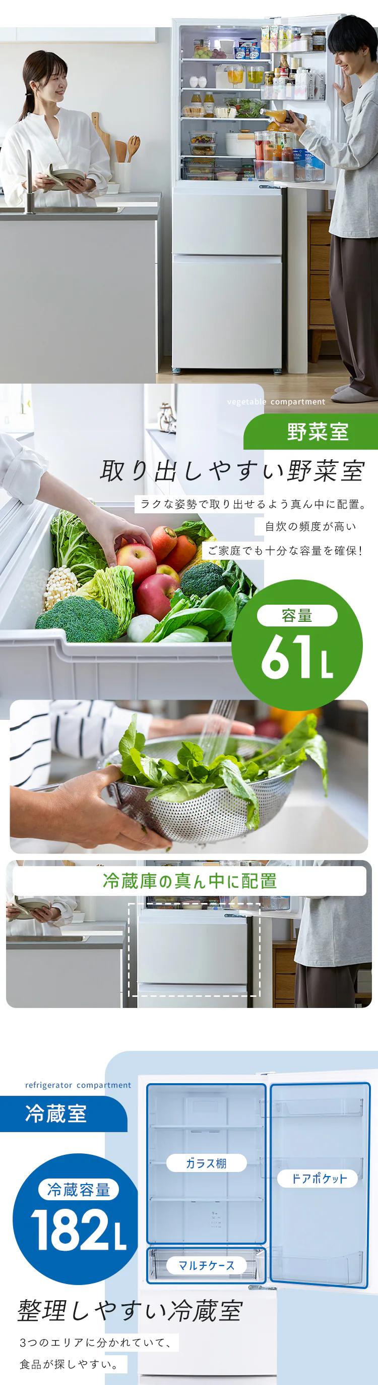 【設置無料】 冷蔵庫 315L 自動霜取り 幅54.4cm IRSN-32C-W ホワイト【代引き不可】1
