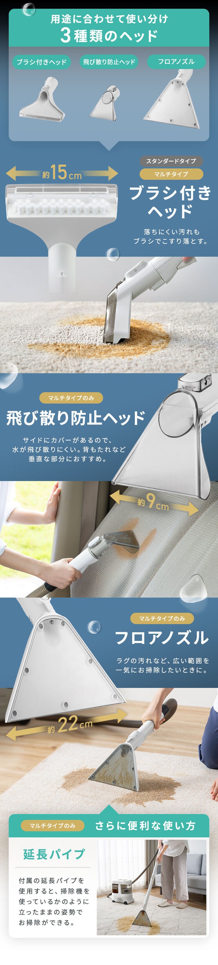 【大容量】リンサークリーナー スタンダードタイプ 家庭用 カーペット ソファ 車シート 洗浄機 強力水洗い シミ取り RNSP-P160018
