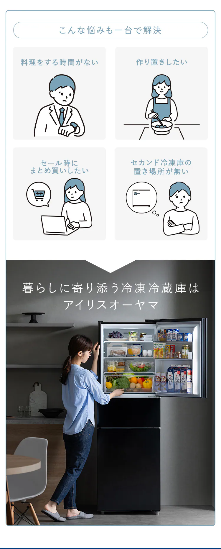 【設置無料】 冷蔵庫 235L 自動霜取り 大容量冷凍室最大123L 大凍量 冷凍/冷蔵切り替えセレクトルーム搭載 1人暮らし 家庭用 幅56.2cm IRSN-HF24A-W ホワイト【代引き不可】3